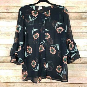 CAbi #5206 La Di Da Black Floral *MED* EUC